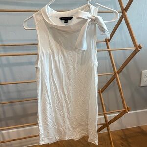 Banana Republic White Sleeveless Tie-Neck Tank
